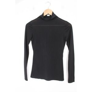 Babaton XS Black Mock Neck Long Sleeve Fitted Top